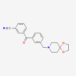 Chemical structure of 3-cyano-3'-[8-(1,4-dioxa-8-azaspiro[4.5]decyl)methyl]benzophenone
