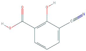 Chemical structure of 3-cyano-2-hydroxybenzoic acid