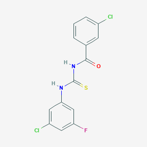 Chemical structure of 3-Chloro-N-((3-Chloro-5-Fluorophenyl)Carbamothioyl)Benzamide