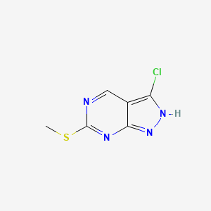 Chemical structure of 3-Chloro-6-(methylthio)-1H-pyrazolo[3,4-d]pyrimidine