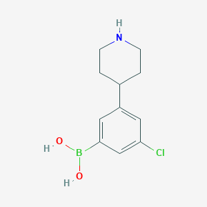 Chemical structure of 3-Chloro-5-(piperidin-4-yl)phenylboronic acid