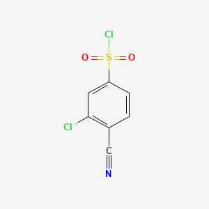 Chemical structure of 3-Chloro-4-cyanobenzene-1-sulfonyl chloride