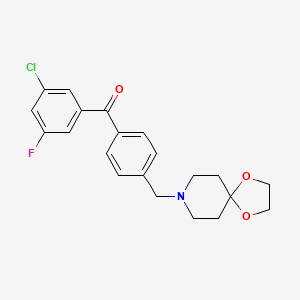 Chemical structure of 3-chloro-4'-[8-(1,4-dioxa-8-azaspiro[4.5]decyl)methyl]-5-fluorobenzophenone