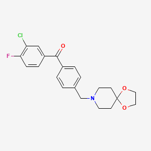 Chemical structure of 3-chloro-4'-[8-(1,4-dioxa-8-azaspiro[4.5]decyl)methyl]-4-fluorobenzophenone