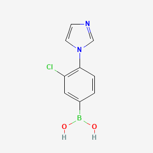 Chemical structure of 3-Chloro-4-(1H-imidazol-1-yl)phenylboronic acid