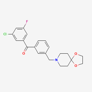 Chemical structure of 3-chloro-3'-[8-(1,4-dioxa-8-azaspiro[4.5]decyl)methyl]-5-fluorobenzophenone