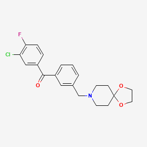 Chemical structure of 3-chloro-3'-[8-(1,4-dioxa-8-azaspiro[4.5]decyl)methyl]-4-fluorobenzophenone