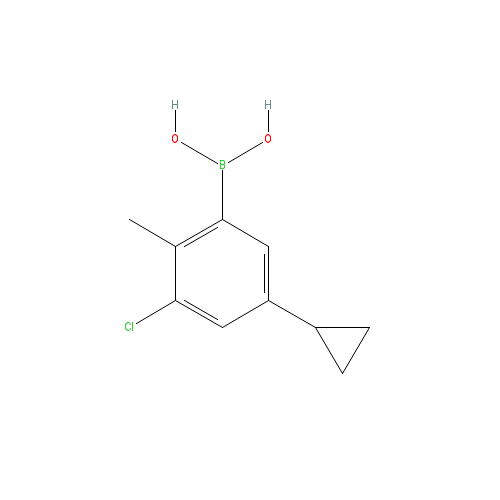 Chemical structure of 3-Chloro-2-methyl-5-cyclopropylphenylboronic acid