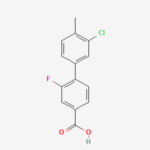 Chemical structure of 4-(3-Chloro-4-methylphenyl)-3-fluorobenzoic acid