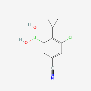 Chemical structure of 3-Chloro-2-cyclopropyl-5-cyanophenylboronic acid