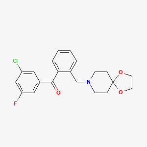 Chemical structure of 3-chloro-2'-[8-(1,4-dioxa-8-azaspiro[4.5]decyl)methyl]-5-fluorobenzophenone