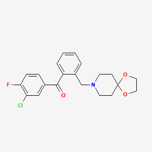 Chemical structure of 3-chloro-2'-[8-(1,4-dioxa-8-azaspiro[4.5]decyl)methyl]-4-fluorobenzophenone