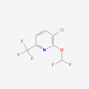 Chemical structure of 3-Chloro-2-(difluoromethoxy)-6-(trifluoromethyl)pyridine
