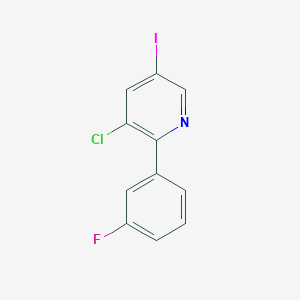Chemical structure of 3-Chloro-2-(3-fluorophenyl)-5-iodopyridine