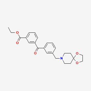Chemical structure of 3-carboethoxy-3'-[8-(1,4-dioxa-8-azaspiro[4.5]decyl)methyl]benzophenone