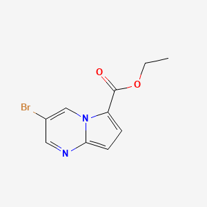 Chemical structure of 3-Bromo-pyrrolo[1,2-a]pyrimidine-6-carboxylic acid ethyl ester