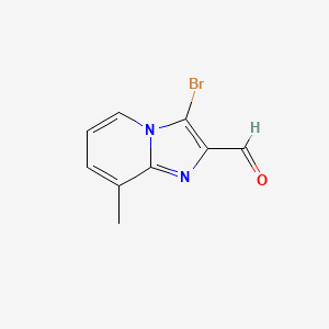Chemical structure of 3-Bromo-8-methylimidazo[1,2-a]pyridine-2-carbaldehyde