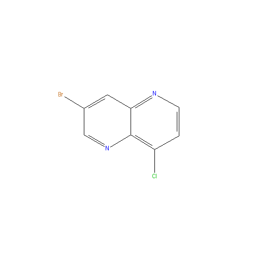 Chemical structure of 3-bromo-8-chloro-1,5-naphthyridine