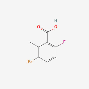 Chemical structure of 3-Bromo-6-fluoro-2-methylbenzoic acid