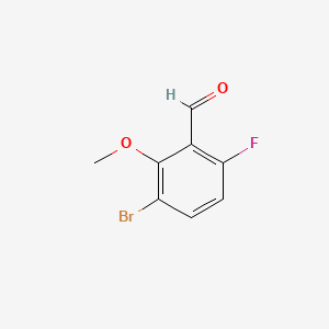 Chemical structure of 3-Bromo-6-fluoro-2-methoxybenzaldehyde