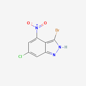 Chemical structure of 3-Bromo-6-chloro-4-nitro-1H-indazole