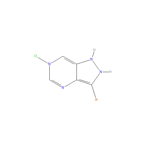 Chemical structure of 3-Bromo-6-chloro-1H-pyrazolo[3,4-d]pyrimidine