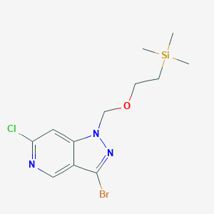 Chemical structure of 3-Bromo-6-chloro-1-((2-(trimethylsilyl)ethoxy)methyl)-1H-pyrazolo[4,3-c]pyridine