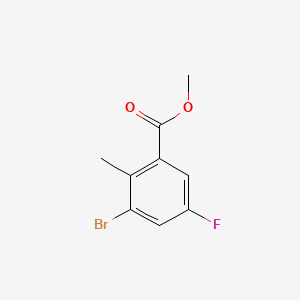Chemical structure of Methyl 3-bromo-5-fluoro-2-methylbenzoate