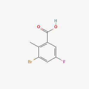 Chemical structure of 3-Bromo-5-fluoro-2-methylbenzoic acid
