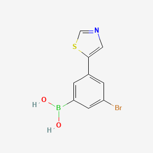 Chemical structure of 3-Bromo-5-(thiazol-5-yl)phenylboronic acid