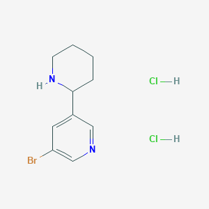 Chemical structure of 3-Bromo-5-(piperidin-2-yl)pyridine dihydrochloride