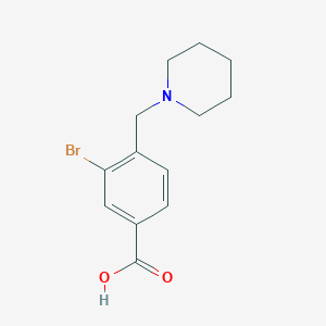 Chemical structure of 3-Bromo-4-(piperidin-1-ylmethyl)benzoic acid