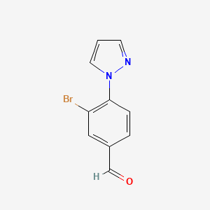 Chemical structure of 3-Bromo-4-(1-Pyrazolyl)benzaldehyde