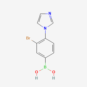 Chemical structure of 3-Bromo-4-(1H-imidazol-1-yl)phenylboronic acid