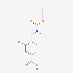 Chemical structure of 3-Bromo-4-(((tert-butoxycarbonyl)amino)methyl)benzoic acid
