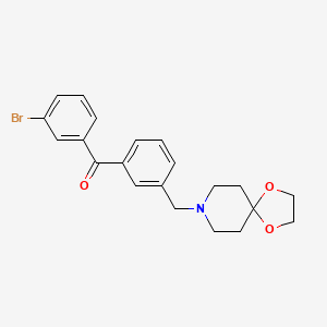 Chemical structure of 3-bromo-3'-[8-(1,4-dioxa-8-azaspiro[4.5]decyl)methyl]benzophenone