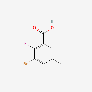 Chemical structure of 3-Bromo-2-fluoro-5-methylbenzoic acid