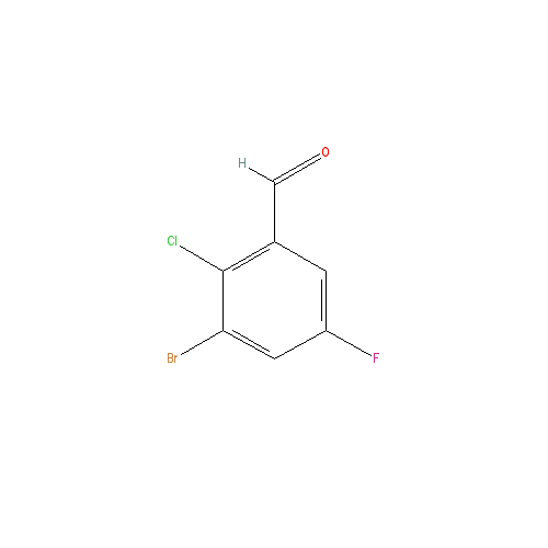 Chemical structure of 3-Bromo-2-chloro-5-fluorobenzaldehyde