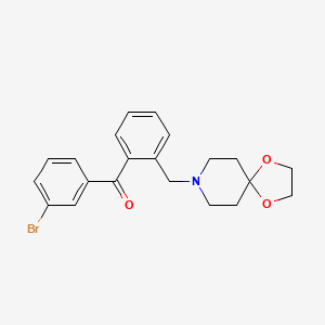 Chemical structure of 3'-bromo-2-[8-(1,4-dioxa-8-azaspiro[4.5]decyl)methyl]benzophenone