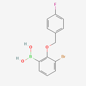 Chemical structure of 3-Bromo-2-(4′-fluorobenzyloxy)phenylboronic acid