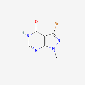 Chemical structure of 3-bromo-1-methyl-1H,4H,5H-pyrazolo[3,4-d]pyrimidin-4-one