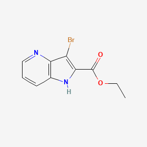 Chemical structure of 3-Bromo-1H-pyrrolo[3,2-b]pyridine-2-carboxylic acid ethyl ester