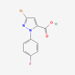 Chemical structure of 3-Bromo-1-(4-fluorophenyl)-1H-pyrazole-5-carboxylic acid