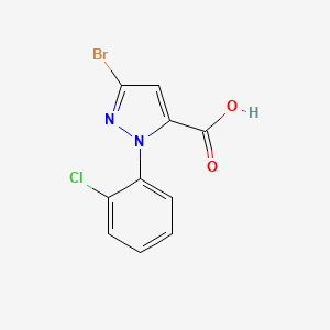 Chemical structure of 3-Bromo-1-(2-chlorophenyl)-1H-pyrazole-5-carboxylic acid
