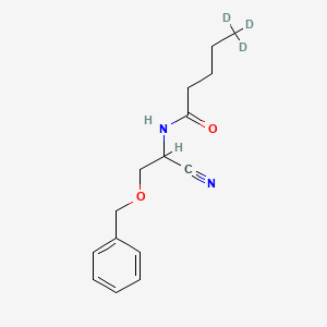 Chemical structure of 3-Benzyloxy-α-(N-butyryl-d3)-aminopropionitrile