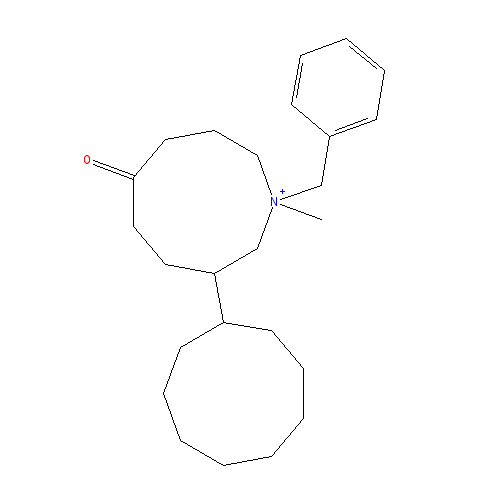 Chemical structure of 3-Benzyl-3-methyl-7-oxo-3-azonia-bicyclo[3.3.1]nonane Bromide