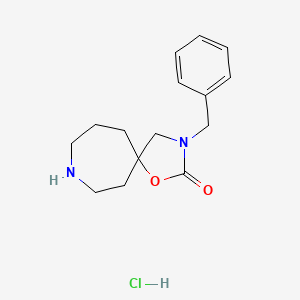 Chemical structure of 3-Benzyl-1-oxa-3,8-diazaspiro-[4.6]undecan-2-one hydrochloride