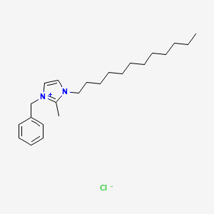 Chemical structure of 3-Benzyl-1-dodecyl-2-methyl-1H-imidazol-3-ium chloride