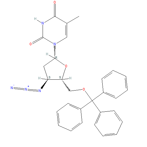 Chemical structure of 3'-Azido-3'-deoxy-5'-O-tritylthymidine