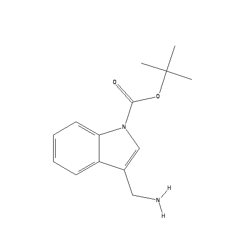 Chemical structure of tert-Butyl 3-(aminomethyl)-1H-indole-1-carboxylate